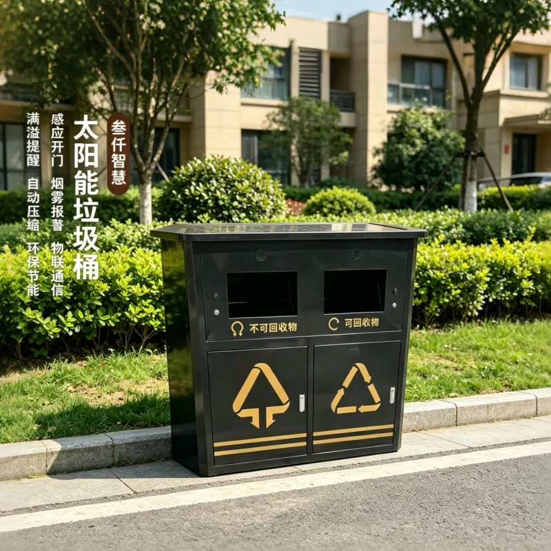 smart trash bin with solar power generation