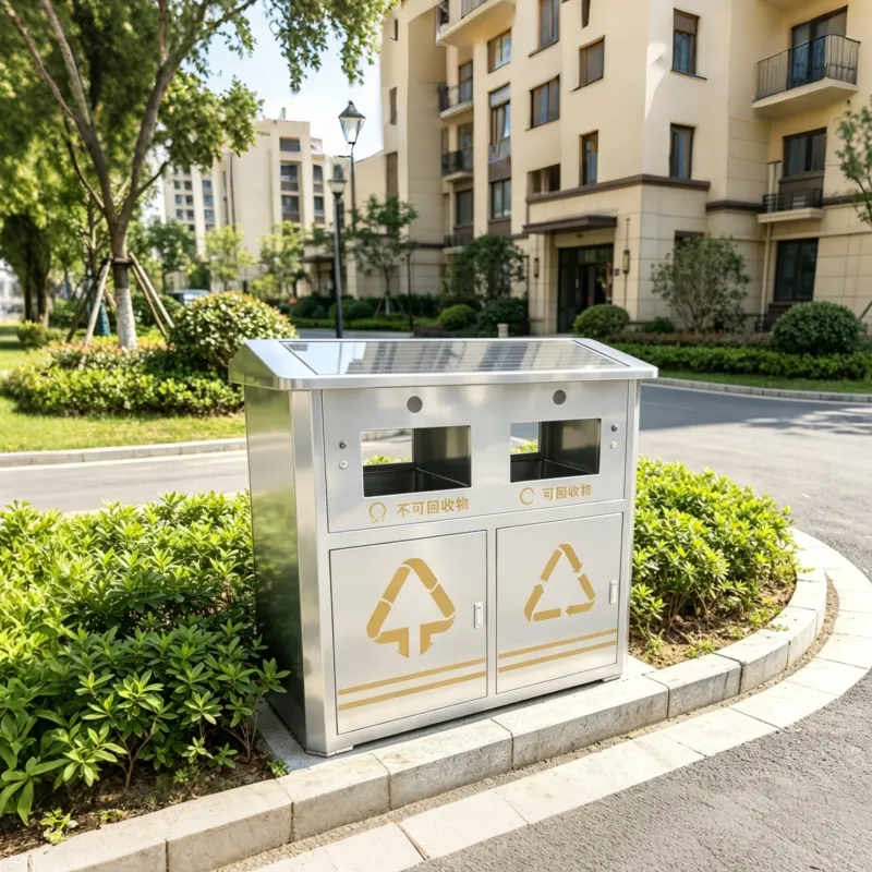 smart trash bin with solar power generation