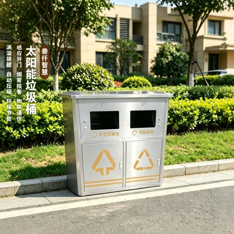 smart trash bin with solar power generation