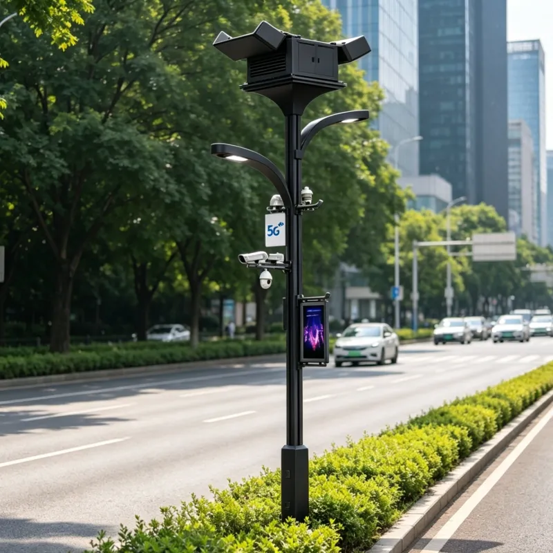 Smart light pole that can accommodate a drone helipad