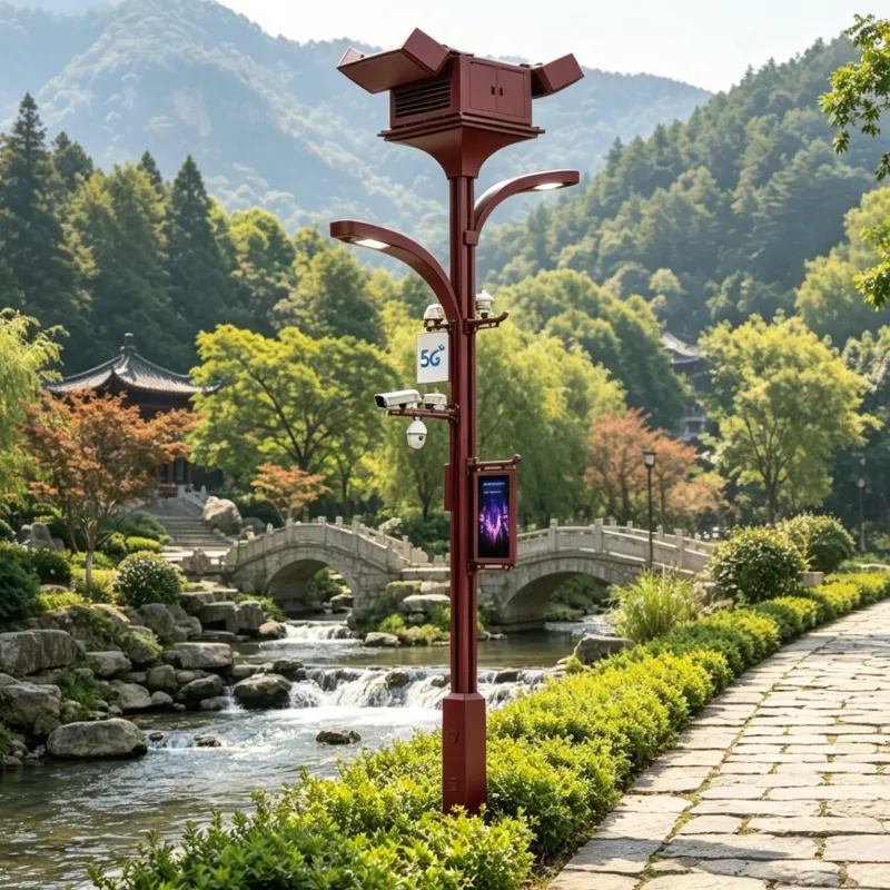 Smart light pole that can accommodate a drone helipad