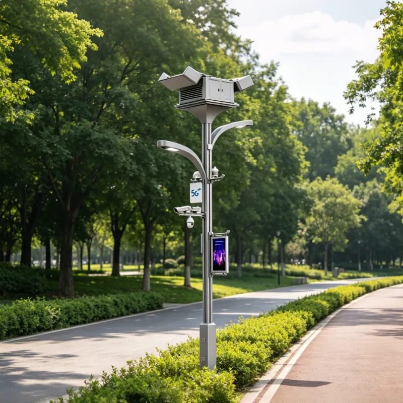 Smart light pole that can accommodate a drone helipad