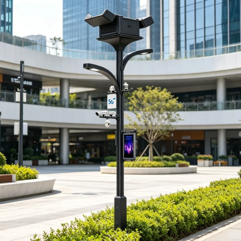 Smart light pole that can accommodate a drone helipad